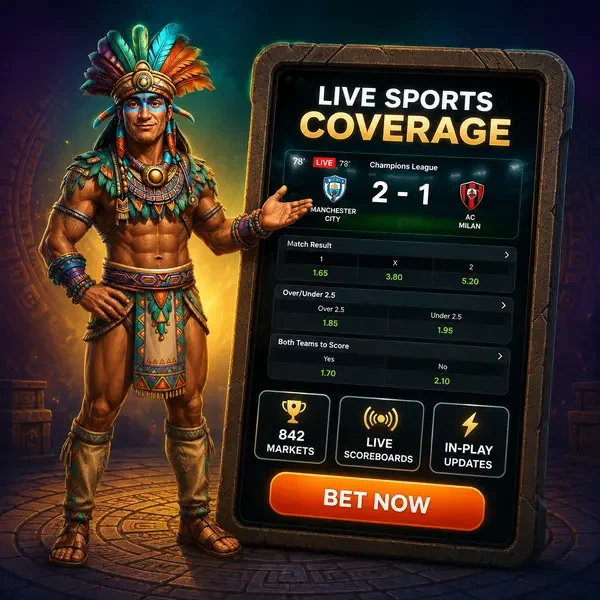 Krieger präsentiert Sportwetten-Quoten auf leuchtendem Scoreboard bei Live-Sportübertragung