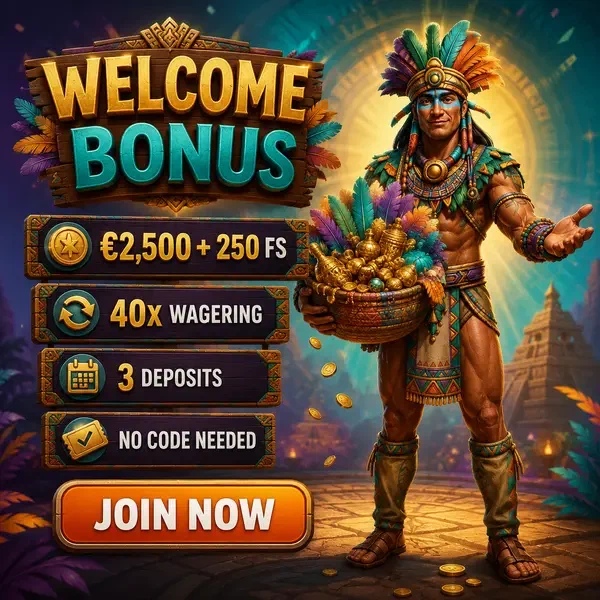 Gastgeber präsentiert Rolldorado Casino Bonuskorb überquellend mit Schätzen und Münzen
